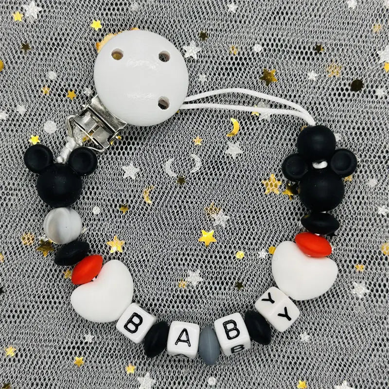 2024 Baby Teether Handmade Personalized Name Pacifier Clips Holder Chains Silicone Pacifier Chain Clips Baby Teething Chain Gift