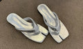 Beautiful silver thong beach sandals for women, perfect with skirts, new summer flat flip-flops for outdoor wear