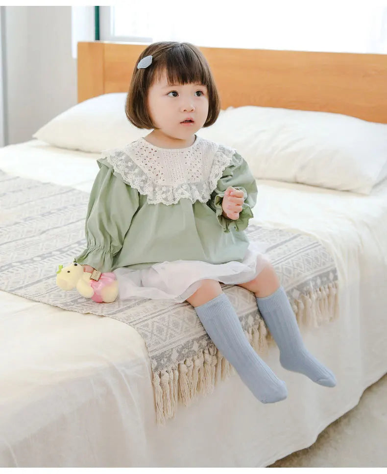 Baby Socks Newborn Kids Infant Girls Boys Knee High Sock Toddler Girl Solid Cotton Stripe Plain Long Sock For 0-3Years Children