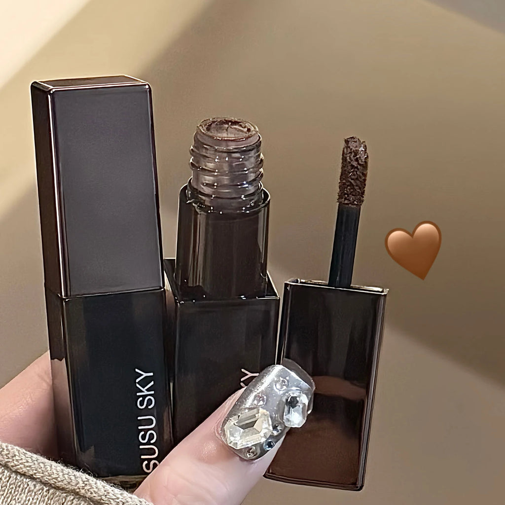 Waterproof Punk Gothic Matte Black Lipstick Purple Lipgloss Makeup Mousse Lip Mud Dark Red Brown Lipstick Non-stick Cup Lip Tint