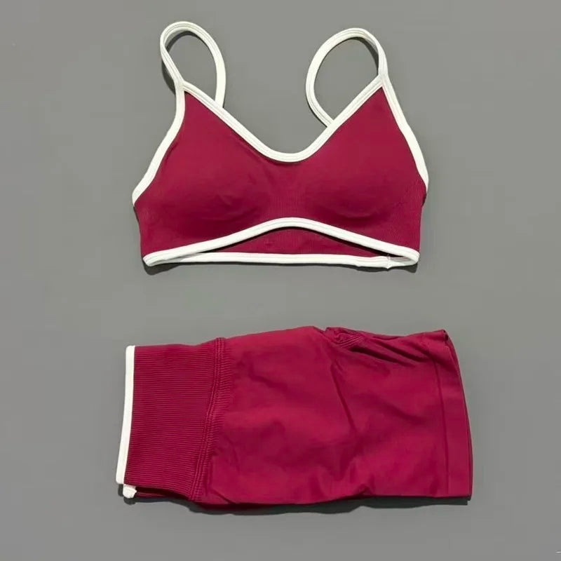 2 Piece Workout Sets Women High Stretch Scrunch Butt Ignite Shorts Sports Bra Gym Fitness Jogging Cycling Active Sports Suits