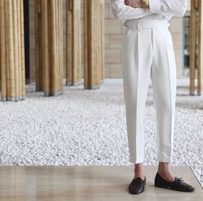 Straight Man Suits Pants Social Tailoring Business High Waist Trousers for Men Summer 2025 Formal New in Work Wear Elegant Up