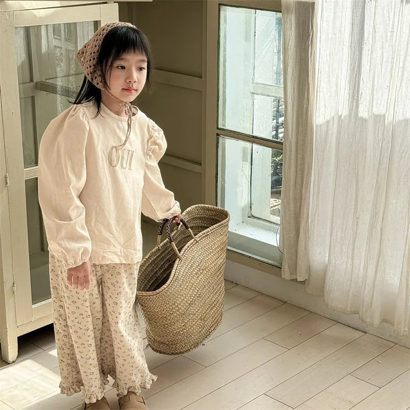 2026 Spring New Girls Cotton Loose Harem Pants Children Girl Clothes Casual Ankle-length Trousers Toddler Kids Corduroy Pants