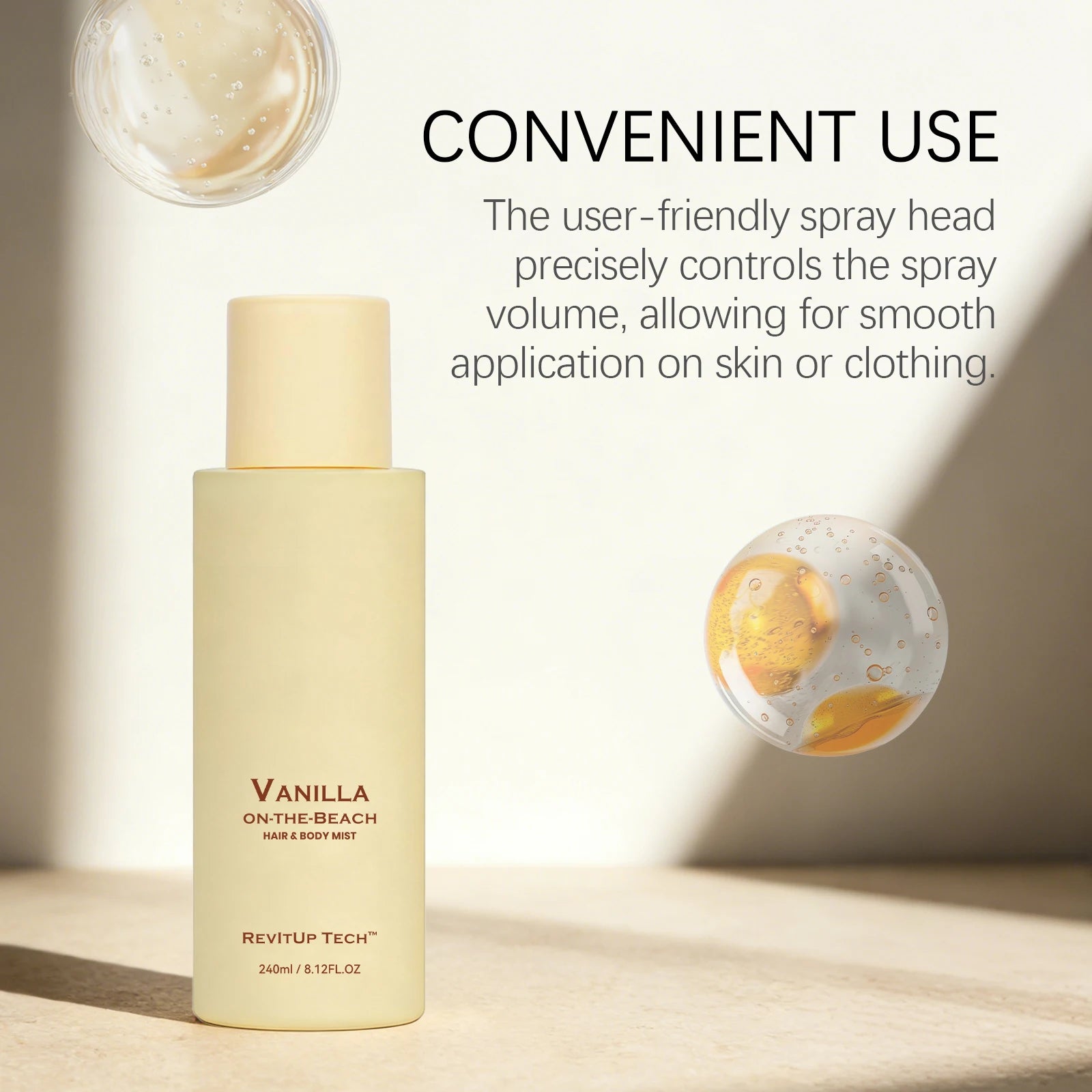Vanilla Beach Fragrance Spray, naturally fresh with delicate and elegant lingering scent, everyday romantic charm, portable frag