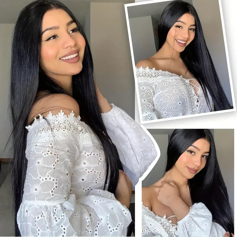 Glueless Wigs Virgin Human Hair Ready To Wear Pre Plucked Pre Cut No Glue 6X4 Bone Straight 100% Human Hair Lace Wigs for Women
