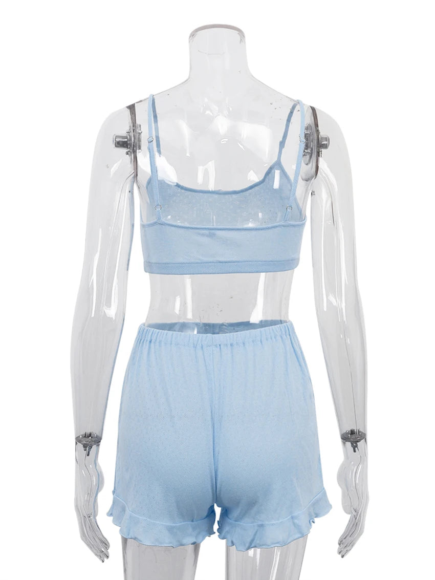 Mathaqiqi Summer Women Sleepwear Set Sexy Tank Tops Pajama Spaghetti Strap Nightgowns Crop Top Nightie Shorts Casual Pyjama Suit
