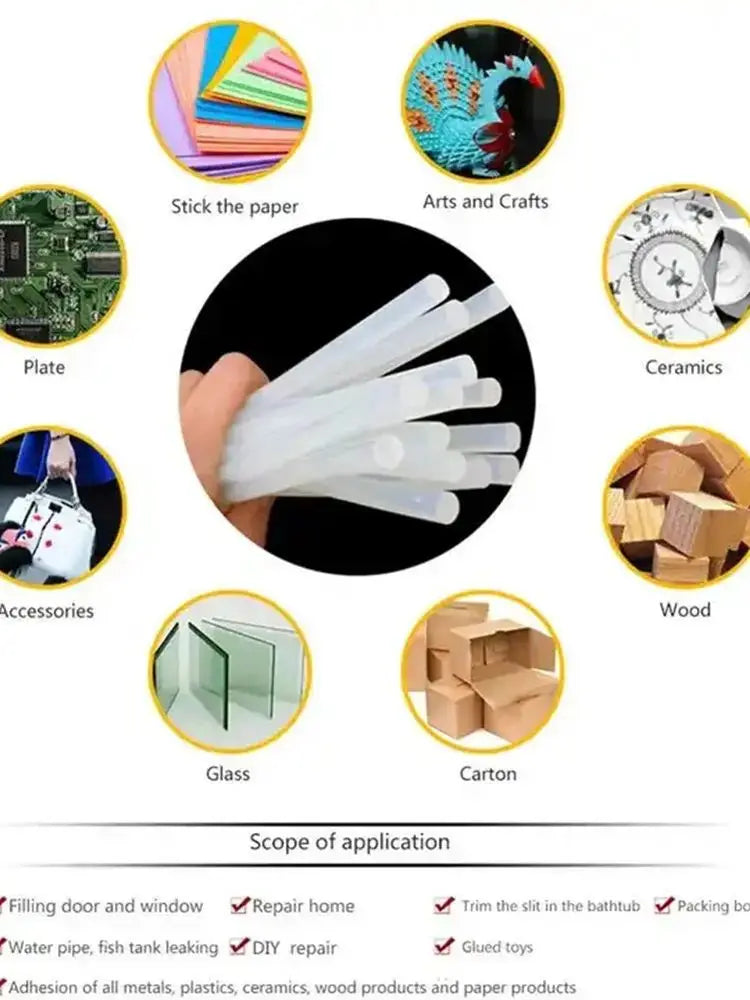 60/10Pcs Hot Melt Glue Sticks 7mm/11mm Translucent Strong Viscosity for Glue Gun DIY Home Industrial Repair Adhesive Rods