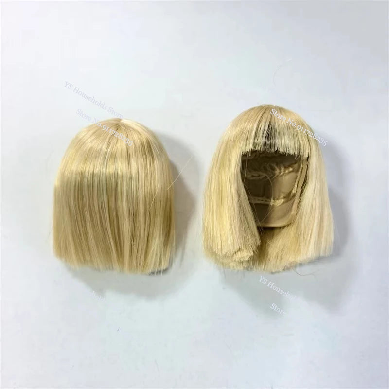 1/6 Female Soldier Head Sculpt Decor Wig Green/Blue/Red/Gray Hair Model Toys Accessory For 12inch Bald Sculpture Decoration
