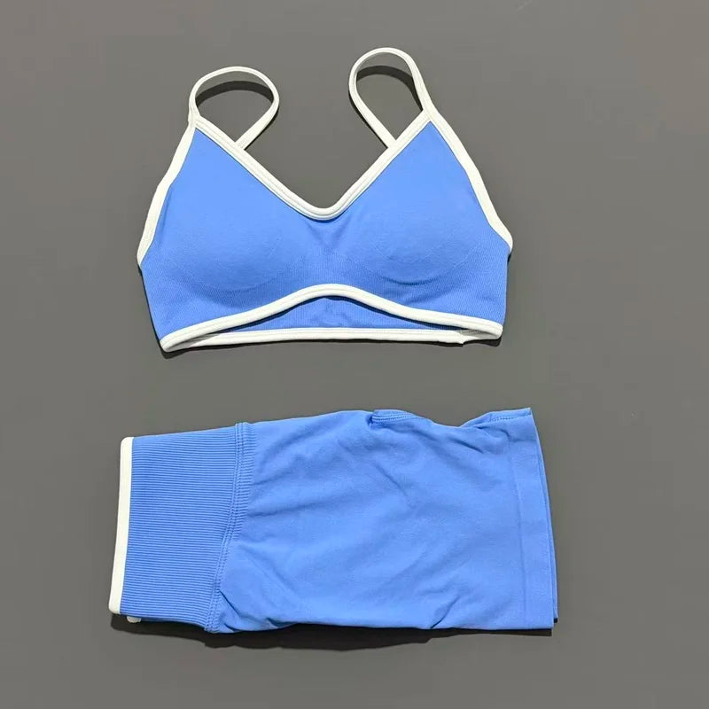 2 Piece Workout Sets Women High Stretch Scrunch Butt Ignite Shorts Sports Bra Gym Fitness Jogging Cycling Active Sports Suits