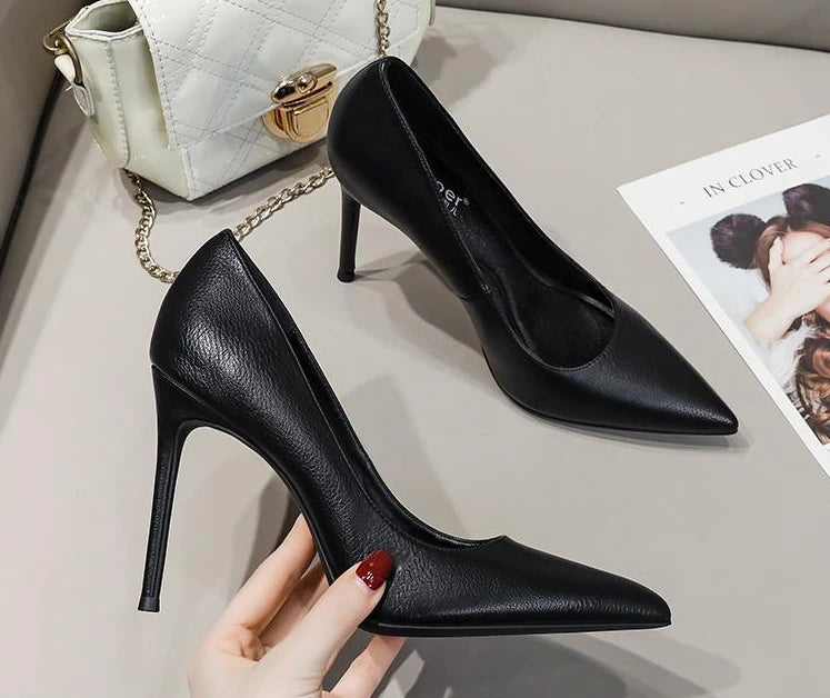 Black Women's Shoes Sexy Super High Heel Formal Pointed Toe Ladies Pumps Spring Footwear Lastest Premium And Low Price 39