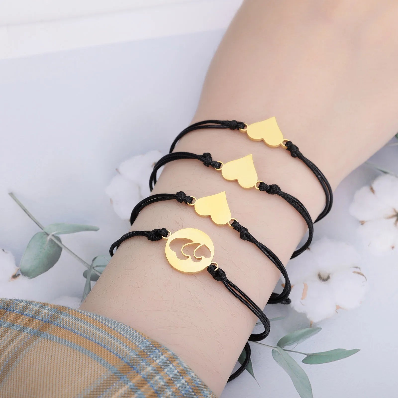 1Set Mother Daughter Bracelets Friendship Best Friend Rope Chain Thread Bracelet Cards Lover Gift Heart Christmas Men Jewelry