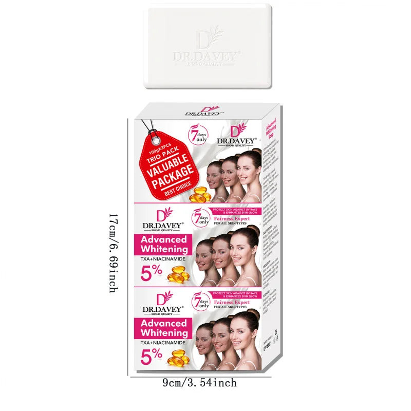 3pcs Advanced Whitening Soap Cleansing and moisturizing handmade soap for bathing, face washing, and skin moisturization