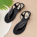 Women's Sandals Low Block Heel Rhinestone Leaf Thong Style Elastic Slingback Glossy Finish Summer Vacation Casual Dressy Shoes