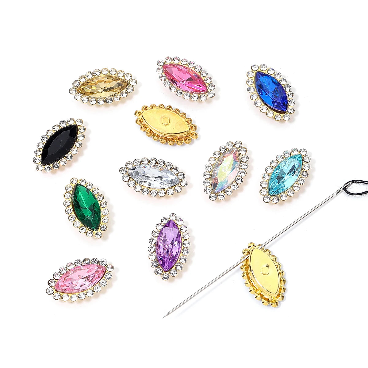 Horse Eye Flatback Reinestone Quality Sewing Crystal Flatback Rhinestones Sew On Stones Glass For Dresses Clothes DIY Jewelry