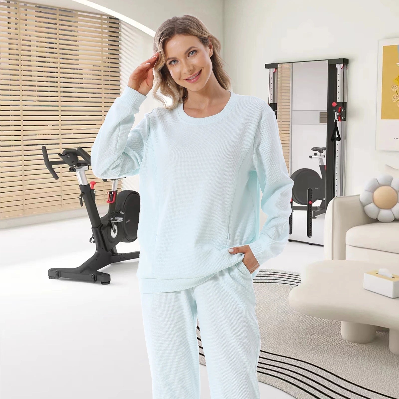 Maternity Clothes Sweatshirt Hoodies High Waist Lounge Pants Adjustable Waist Pregnant Trousers Postpartum Breastfeeding Clothes