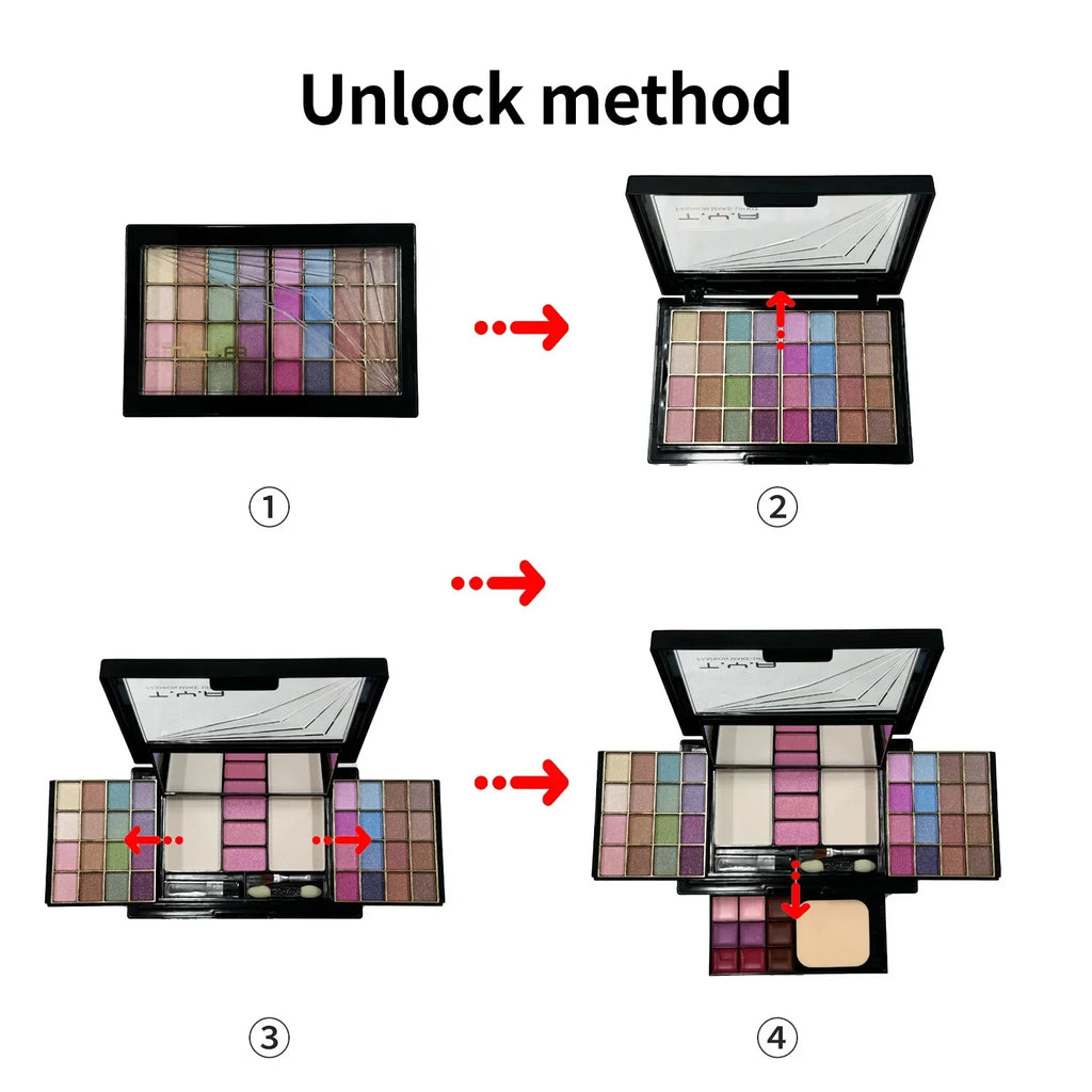Marie Kit de Maquillaje Completo Multifuncional para Mujer — Caja Todo en Uno con 46 Colores, Labiales, Sombras, Cejas, Brochas y Paleta de Maquillaje