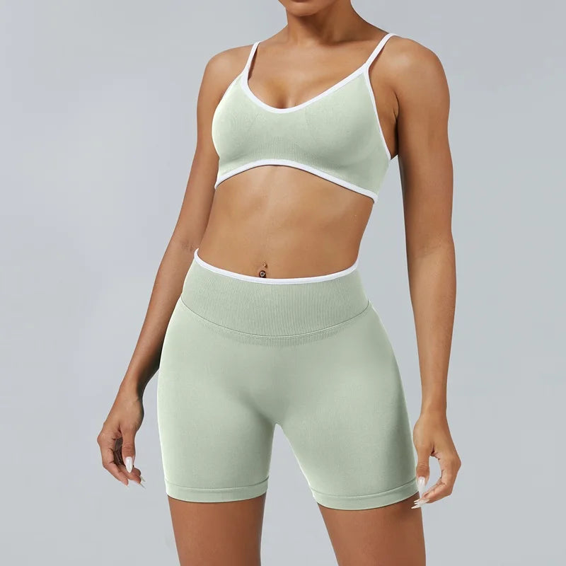 2 Piece Workout Sets Women High Stretch Scrunch Butt Ignite Shorts Sports Bra Gym Fitness Jogging Cycling Active Sports Suits