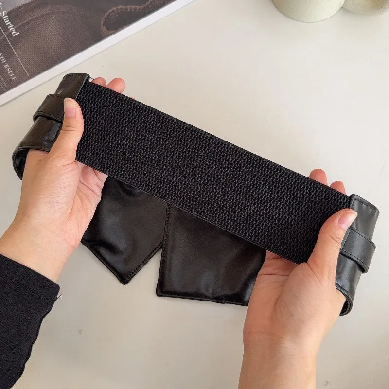 Fashion Decorative Wide Belts Women Black Coffee Elastic PU Waistband Classic Pin Buckle Belts Corset Cincher for Dresses Coats
