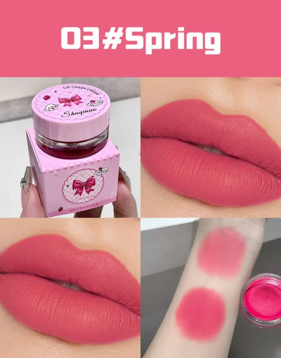 Lip and Cheek Dual-Purpose Lip Mud Lipstick SHAQINUO Natural Smooth  Easy-apply All-match Matte Monochrome Blush Cream