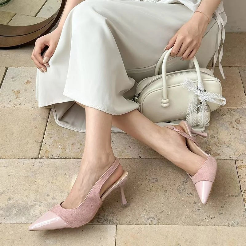 Women's Sexy Pointed-Toe Slingback Sandals — Summer 2026 Trend: Leather High Heels for Dresses — New Elegant Party Footwear
