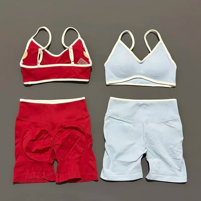 2 Piece Workout Sets Women High Stretch Scrunch Butt Ignite Shorts Sports Bra Gym Fitness Jogging Cycling Active Sports Suits