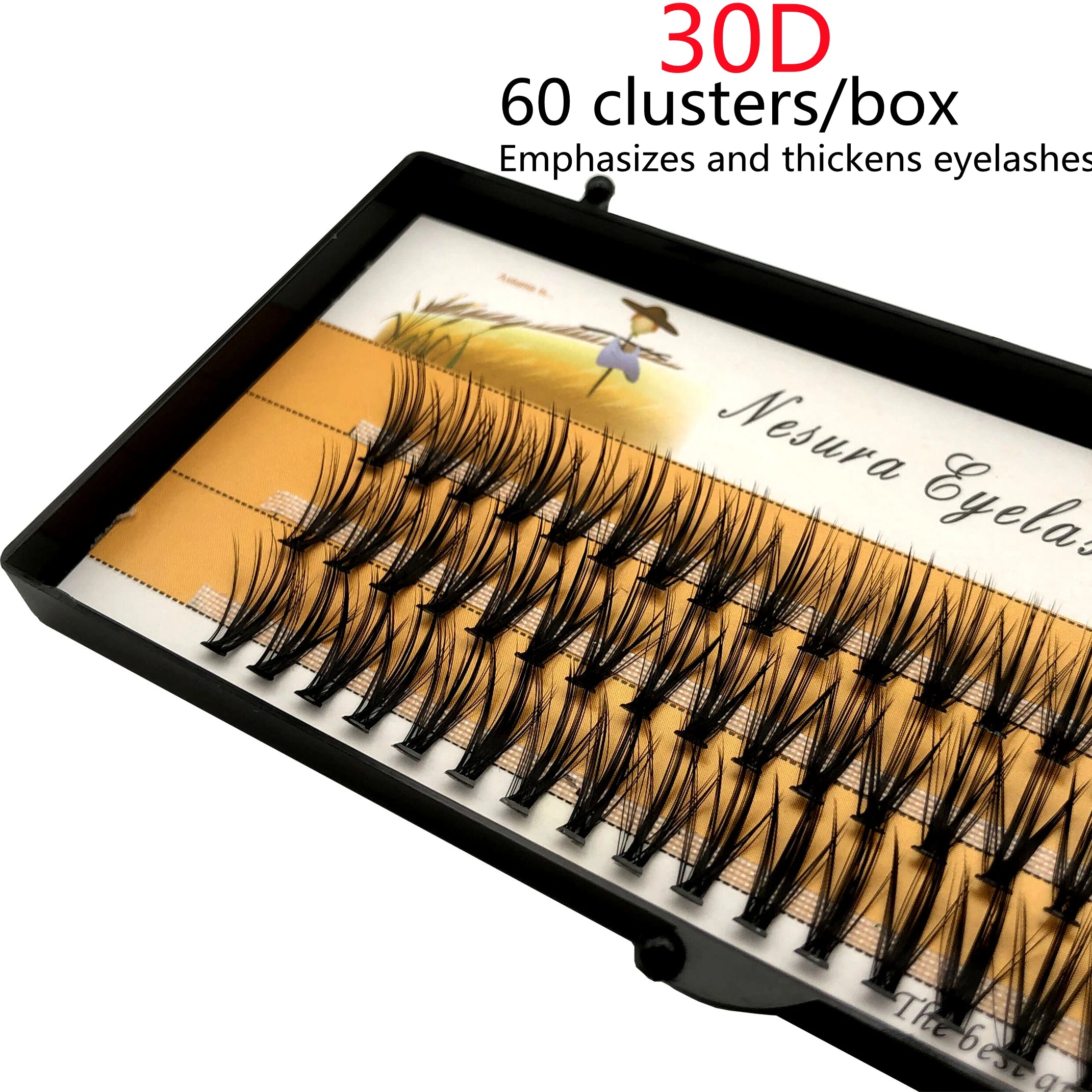 1 box 60 clusters 20/30D extension eyelashes, individual eyelashes, Natural Thick False Eyelashes, , Individual Eyelash Bunche