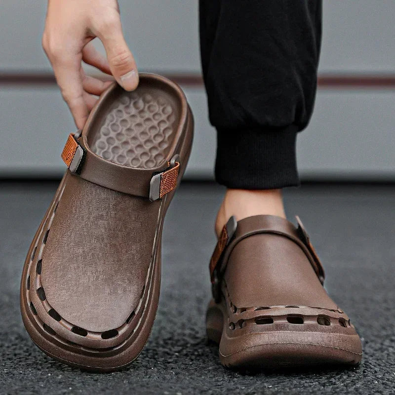 Solid Color Mens Sandals Fashion Trendy Lightweight Outdoor Travel Essentials Beach Shoes Casual Men’s Slippers