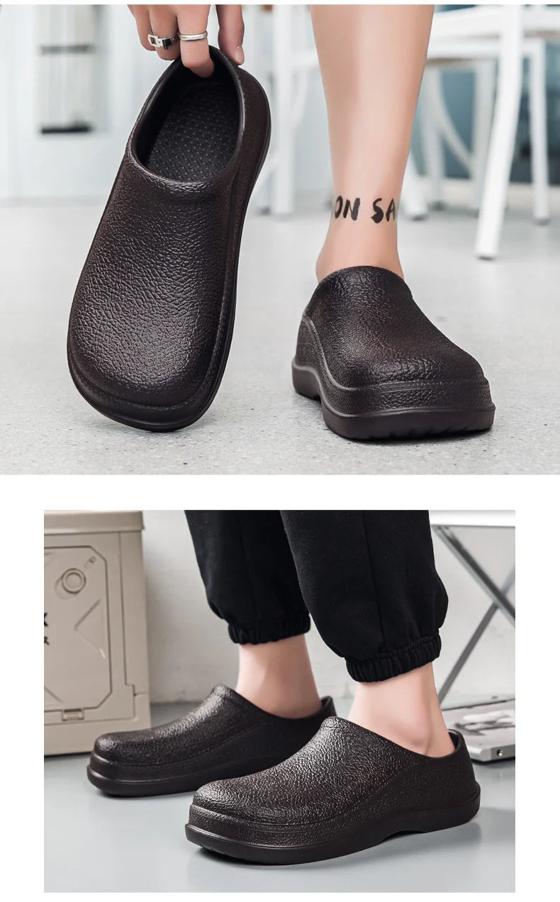 Men Chef Shoes Man Summer Beach Slippers Water-proof Oil-proof Kitchen Shoes Non-slip Garden Clogs Hotel Work Shoe EVA Sandal