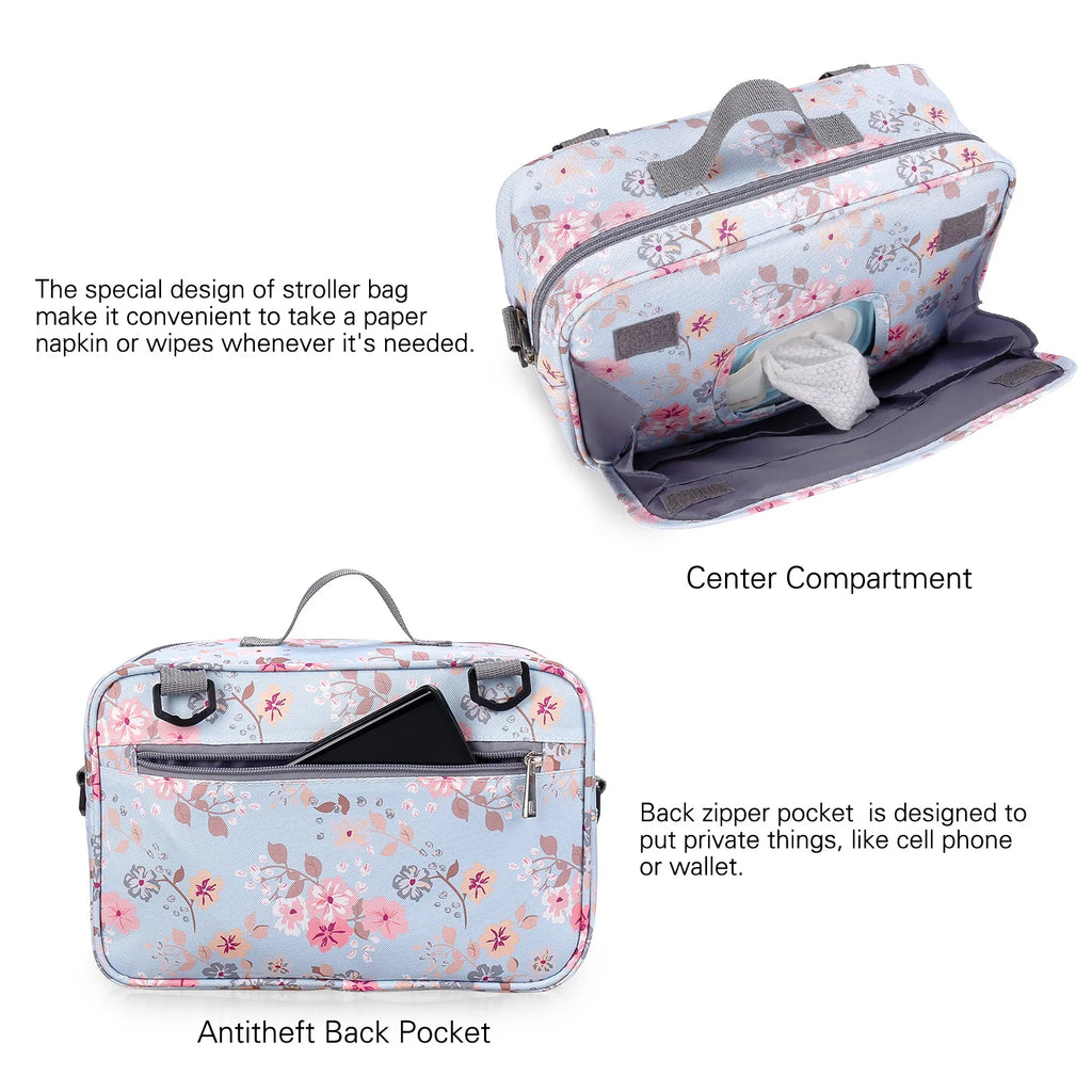 Baby Stroller Bag Waterproof Portable Outing Travel Mummy Bag Multifunction Diaper Bottle Storage Hanging Bag Pram Organizer