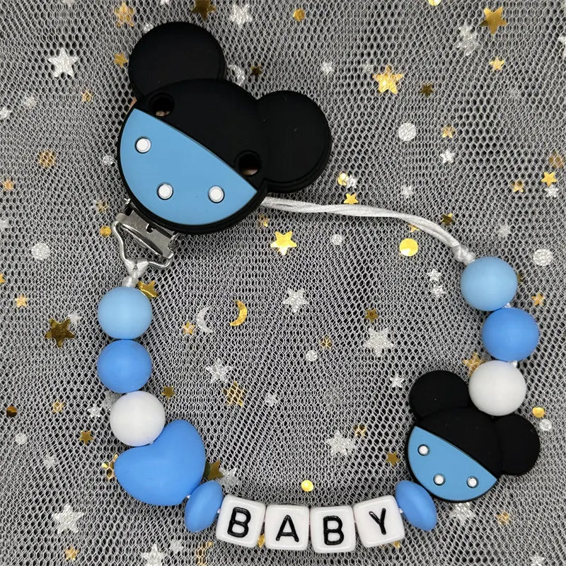 2024 Baby Teether Handmade Personalized Name Pacifier Clips Holder Chains Silicone Pacifier Chain Clips Baby Teething Chain Gift