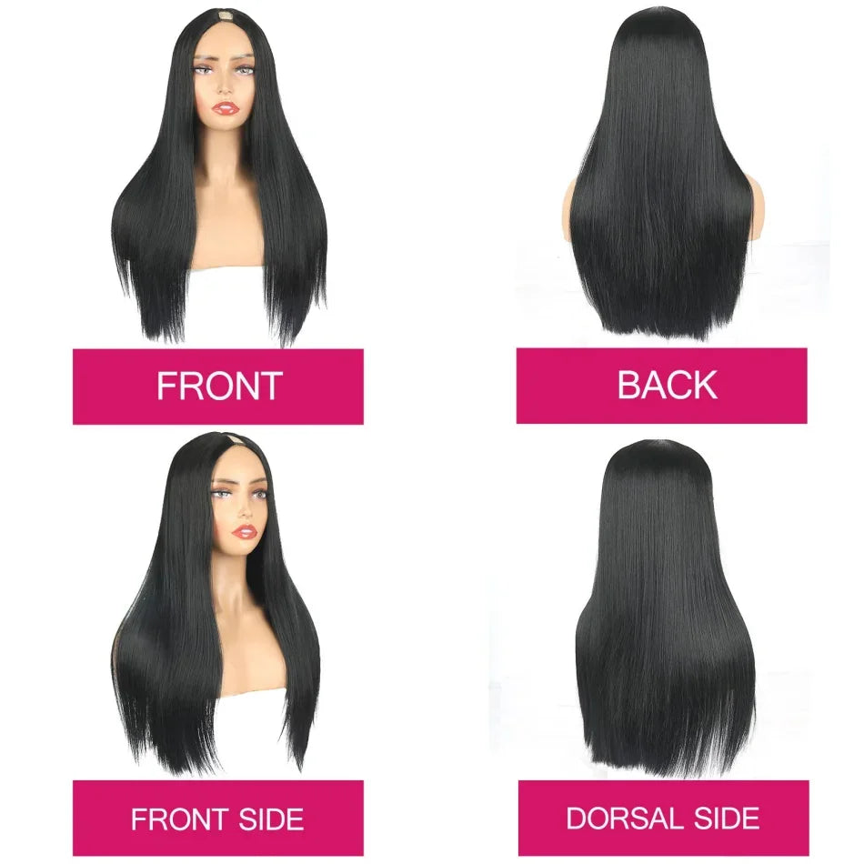 Straight Wig  Glueless  Natural Color No Sew In No Glue No Leave Out V Part Wigs