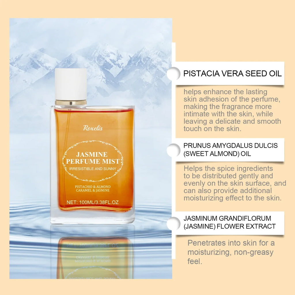 Luxury Caramel Vanilla Perfume 100ml, Oriental Floral Fruity Gourmand Fragrance Mist, Jasmine Eau De Parfum Spray Strong Sillage
