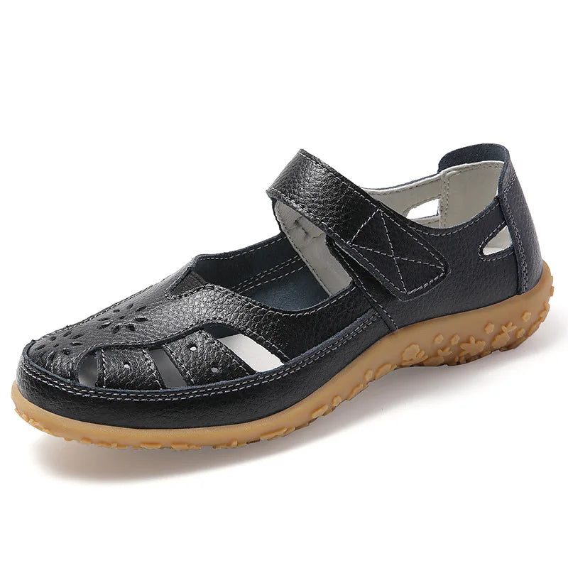 Sandals Summer Breathable Leather Slippers Women Fashion Non-Slip Casual Roman Shoes Ladies Sandals on Sale Off White Shose