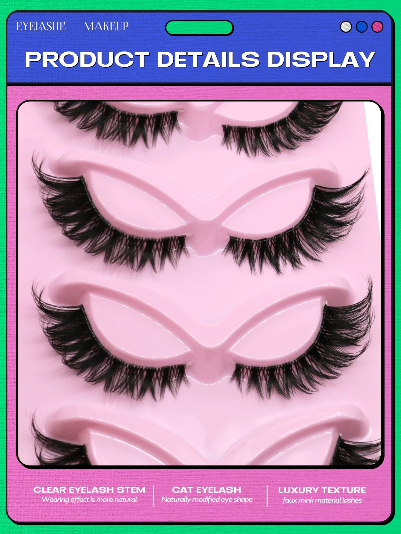 GROINNEYA Cat Eye Lashes Natural long Clear Band Lashes Natural Look Wispy Mink Eyelashes Strip Lashes Cat Eye Lashes