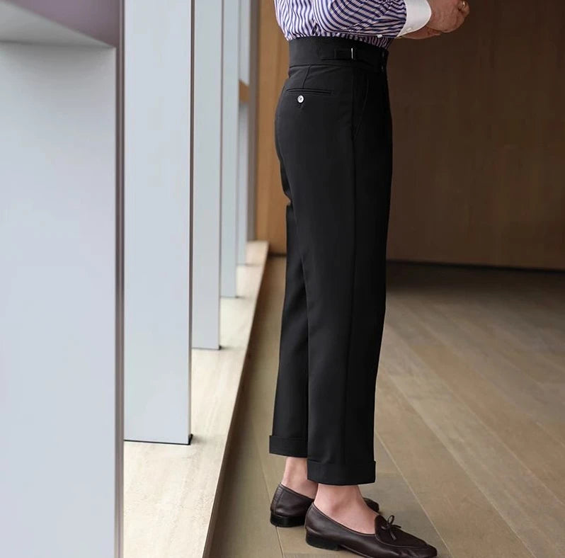 Straight Man Suits Pants Social Tailoring Business High Waist Trousers for Men Summer 2025 Formal New in Work Wear Elegant Up