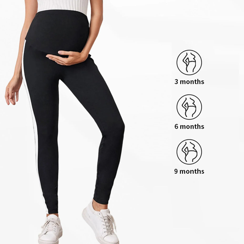 Maternity Pants Over The Belly Yoga Dress Elastic Waistband Stretchy Wide Leg Work Pregnancy Trousers with Pockets Sportswear