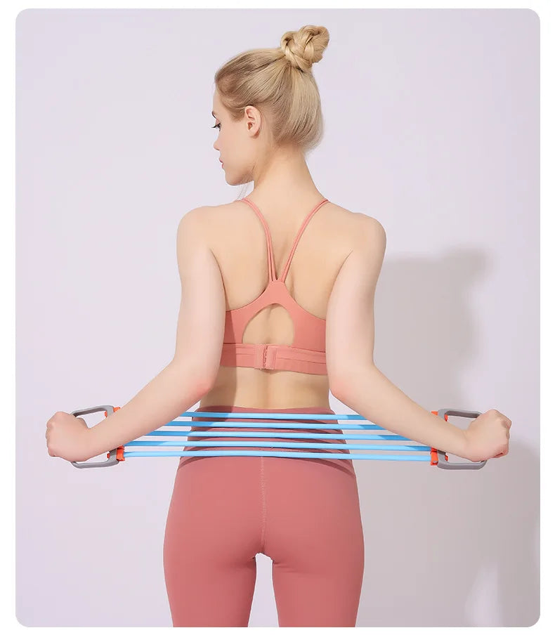 Full Body Workout Set - Chest Expander with 5 Removable Resistance Bands for Pilates, Push Ups, and Muscle Training - Strengthen