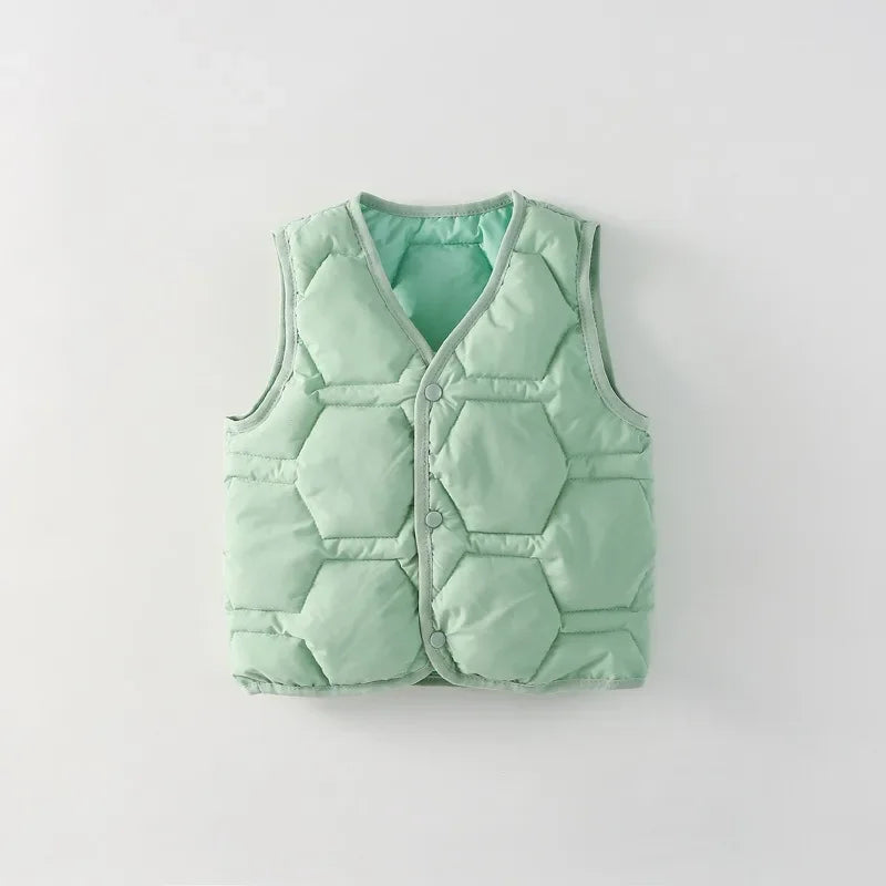 New Winter Baby Boys Girls Vest Cotton Padded Sleeveless Coats Jackets Children Warm Solid Vest Kids Autumn Top Clothe Outfits