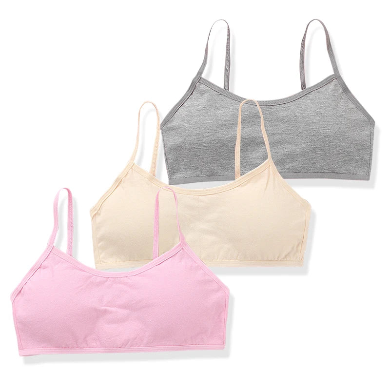 3PCS Student Bra Soft Children Sport Vest Girls Teenager Training Bra Underwear