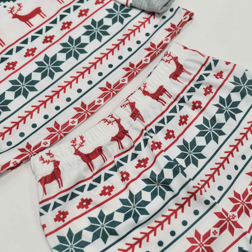 Family Christmas Pajamas Set Allover Print Sleepwear Full Sleeve O Neck 2 Pieces Suit Mom Dad Kids Matching Clothes Xmas Look