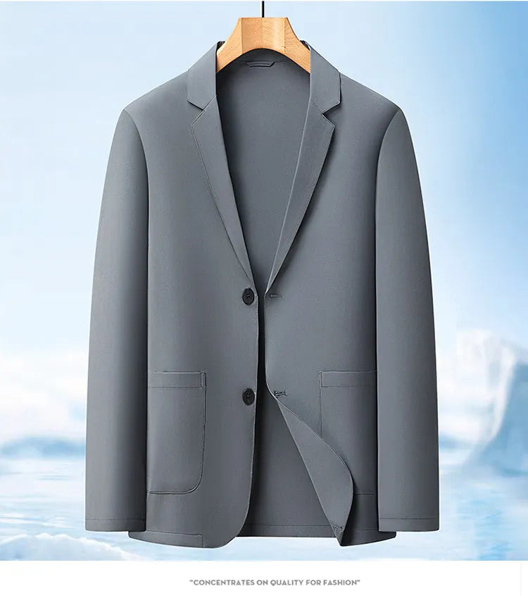 Men's suit - breathable pure color single-layer lightweight summer/autumn sun protection business-fit single-layer jacket
