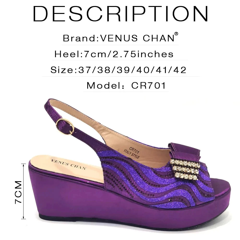 Sandals Italian Fashion Casual Flat Slippers Hollowed Out With Diamonds Women's Shoes African Party Outdoor Shoes