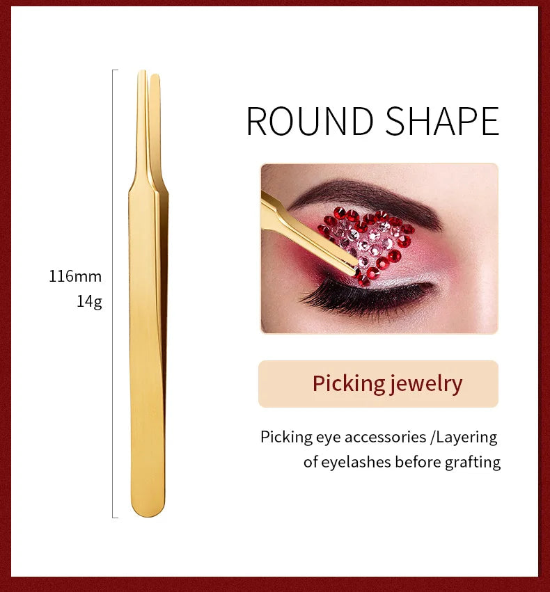 Eyelashes Tweezers Stainless Steel For Lashes Extension Makeup Tools Nail Art Accessories Rhinestone Picker Tools