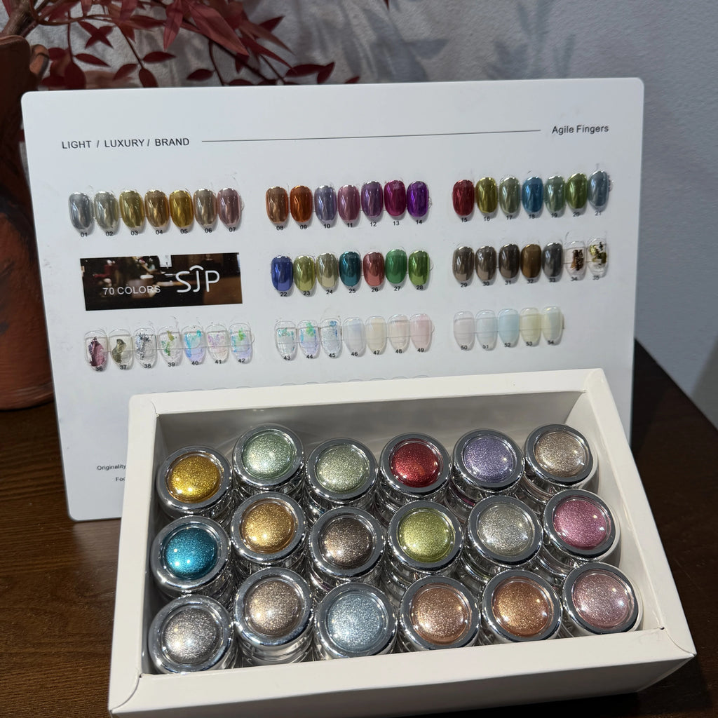 Nail Art Set, 54 Colors Magic Mirror Powder Moonlight Opal Champagne Gold Silver Color Metal Aurora, Nail Polish Kit