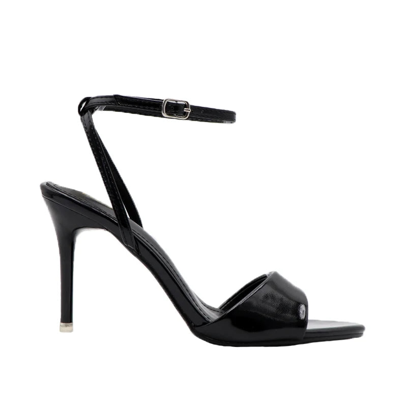 Black sandals 2025 sexy temperament high heels with pointed fishmouth luxurious and elegant women's shoes