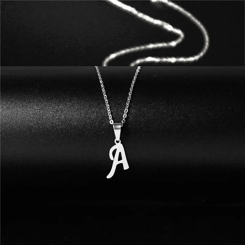 A To Z 26 Letters Initial Minimalist Stainless Steel Pendant Necklaces For Women 26 Alphabet Birthday Gifts Jewelry