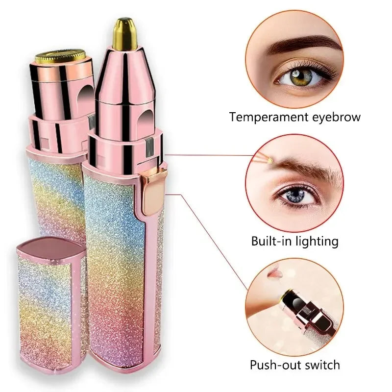 Portable 2 IN 1 Electric Epilator Eyebrow Trimmer Women's Body Facial Lip Epilator Rechargeable Mini Painless Razor Shave Shaver