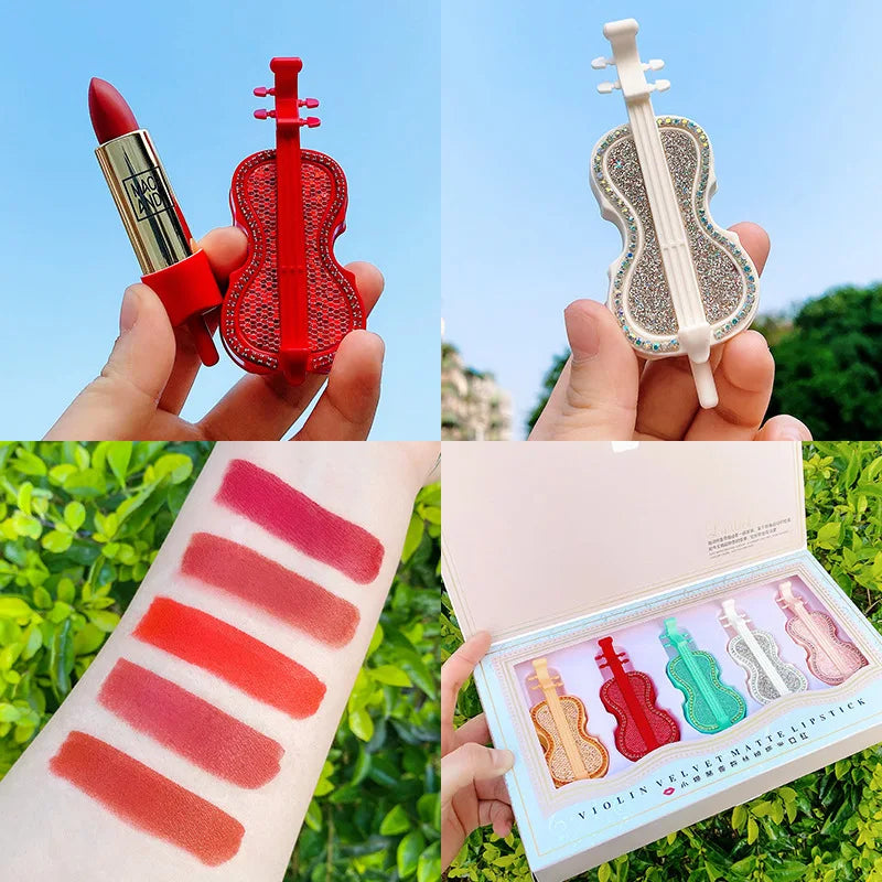 Makeup Lipstick set carved Nude Li pstick Matte Velvet Long Lasting easy to color non-stick cup lip glaze