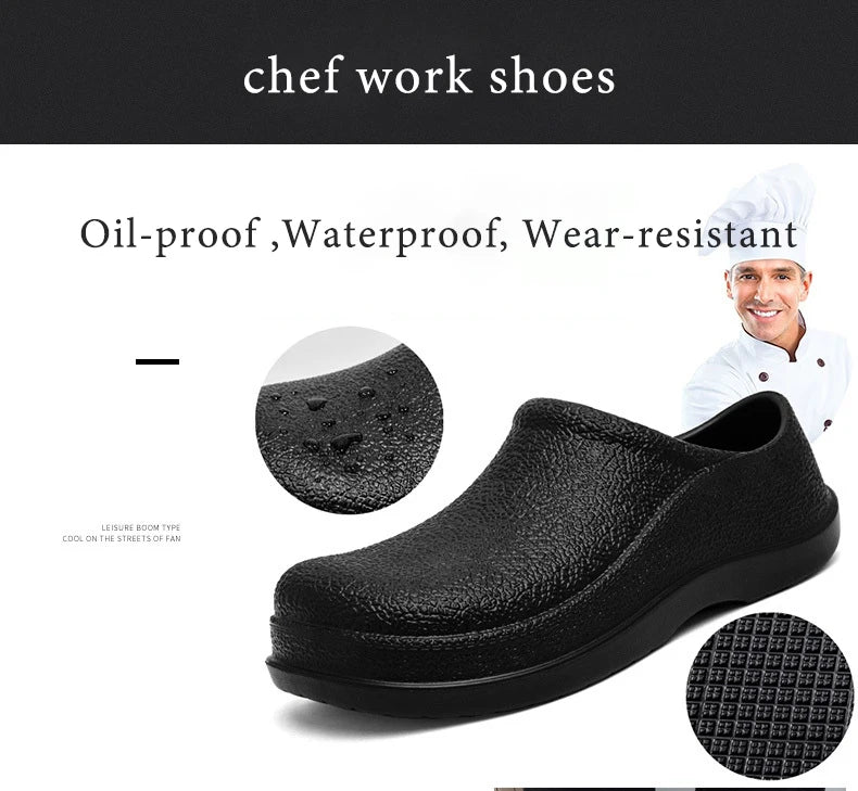 Men Chef Shoes Man Summer Beach Slippers Water-proof Oil-proof Kitchen Shoes Non-slip Garden Clogs Hotel Work Shoe EVA Sandal