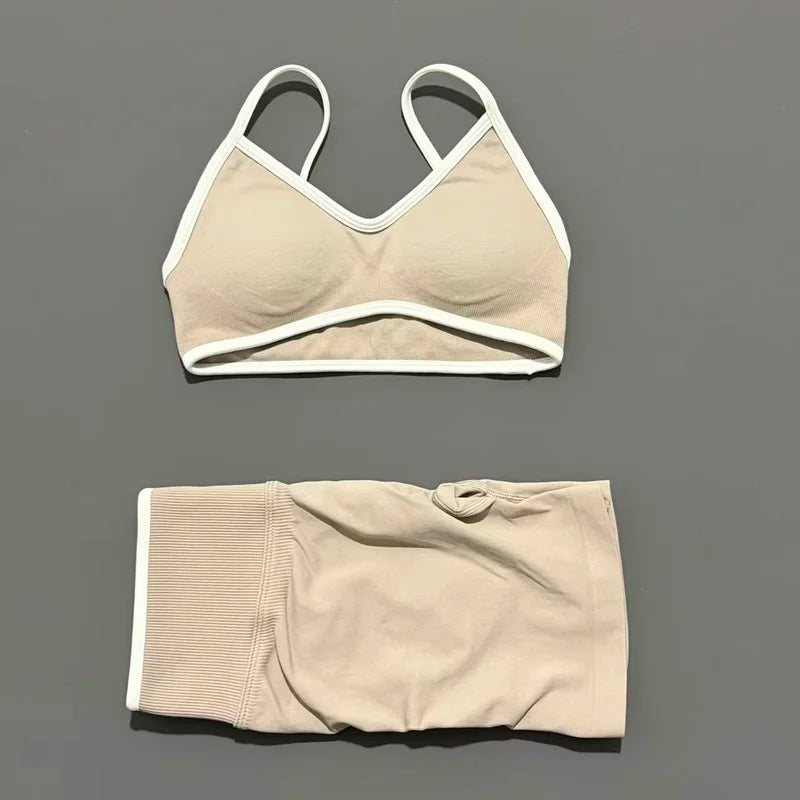 2 Piece Workout Sets Women High Stretch Scrunch Butt Ignite Shorts Sports Bra Gym Fitness Jogging Cycling Active Sports Suits